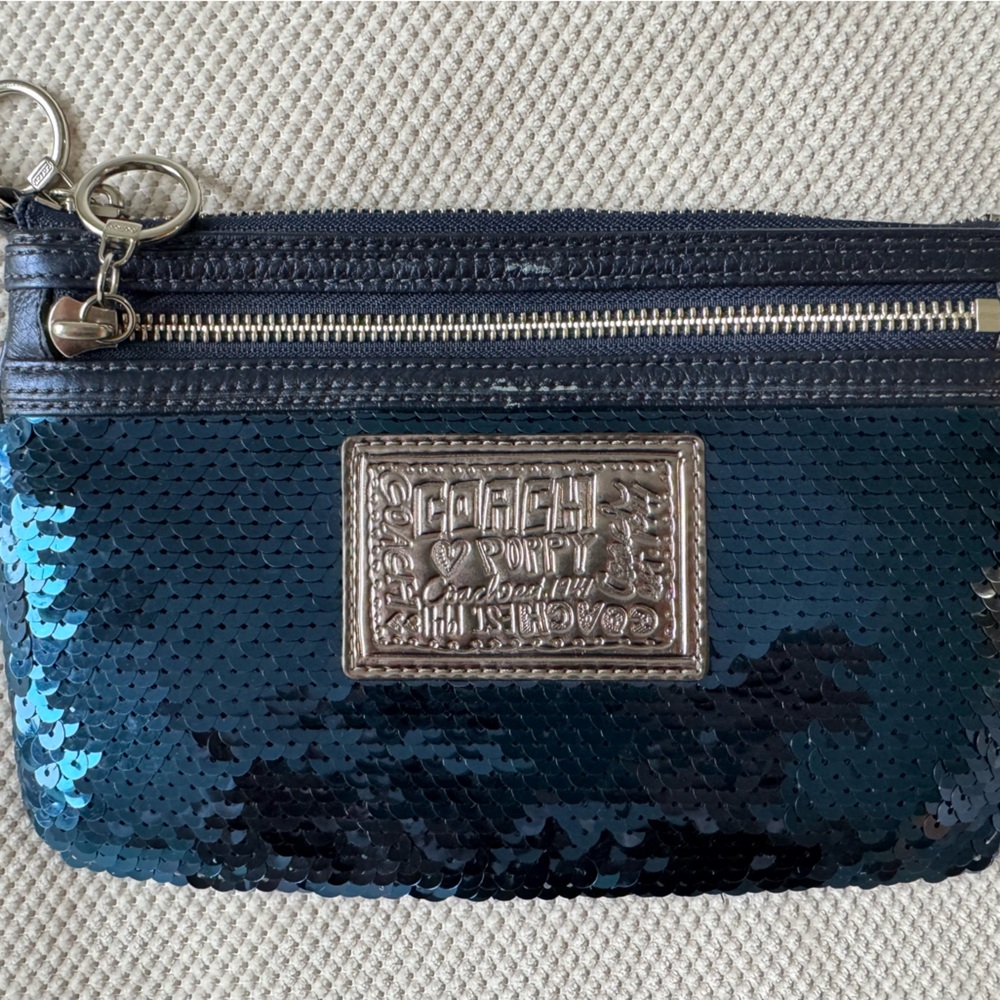 Coach Sequin Blue Wristlet